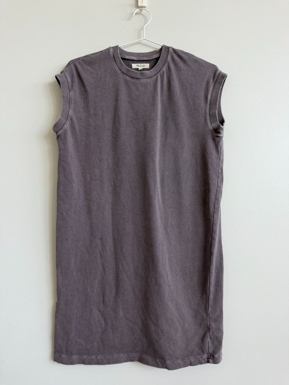 Madewell Sleeveless Muscle Tee Dress Washed Charcoal Plum Gray Size S